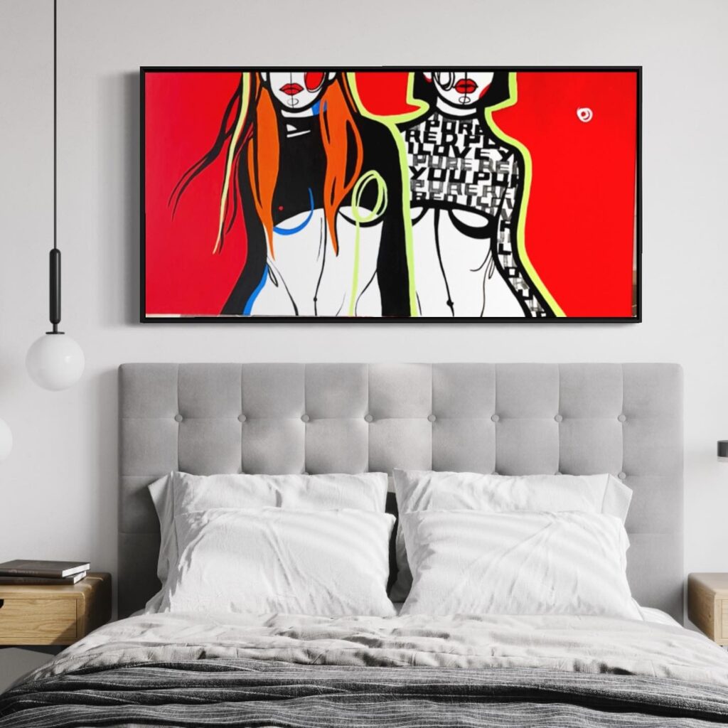 Modern Art Gallery Red, Modern Art Gallery Presenting Captivating, Abstract Paintings